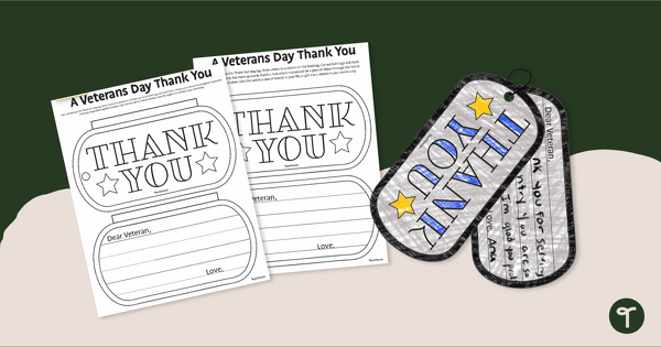 Go to Printable Dog Tag Veterans Day Card teaching resource