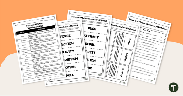 Go to Force and Motion Vocabulary Worksheets teaching resource