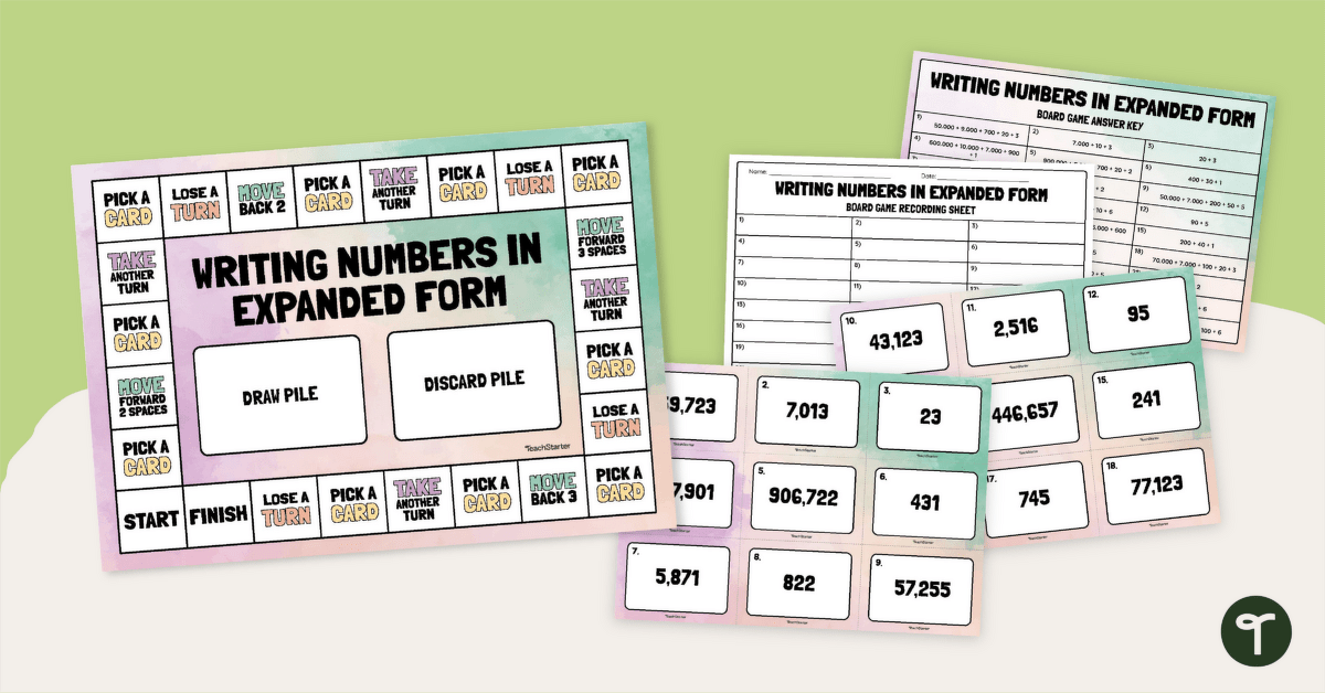 Writing Numbers in Expanded Form Board Game teaching resource
