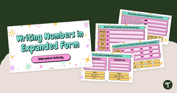 Go to Writing Numbers in Expanded Form Interactive Activity teaching resource
