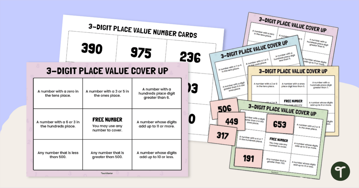 3-Digit Place Value Cover Up Game teaching resource