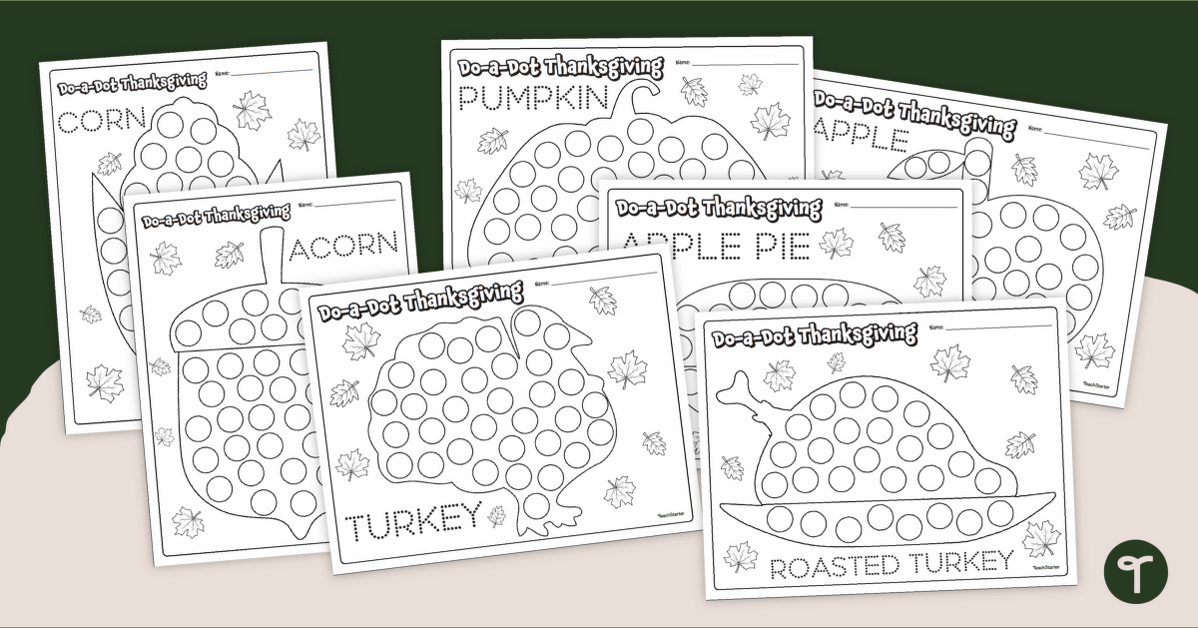 Do-a-Dot Thanksgiving Worksheets for Preschool teaching resource