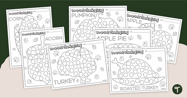 Go to Do-a-Dot Thanksgiving Worksheets for Preschool teaching resource