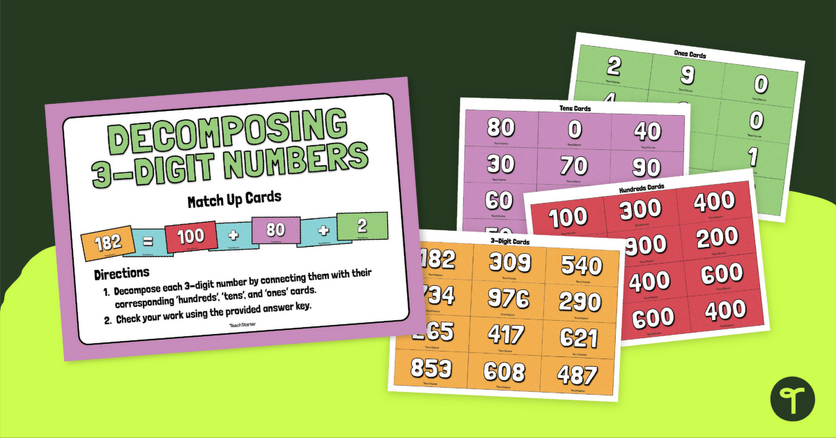 Decomposing 3-Digit Numbers Matching Activity teaching resource