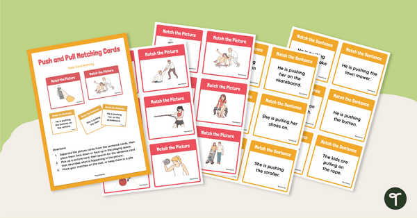 Push or Pull Sorting Cards, Forces, Science