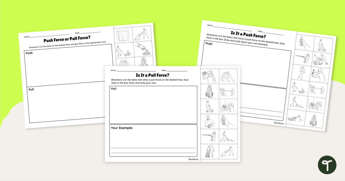 Push or Pull? Cut and Paste Worksheet teaching resource