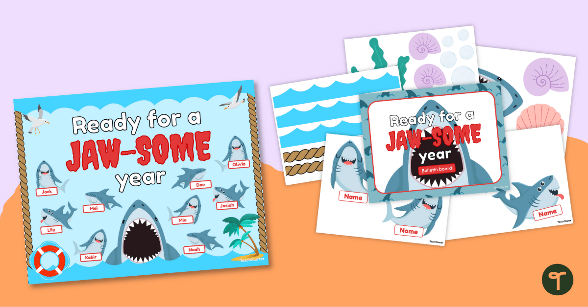 Ready for a Jaw-Some Year - Shark Themed Back to School Bulletin Board teaching resource