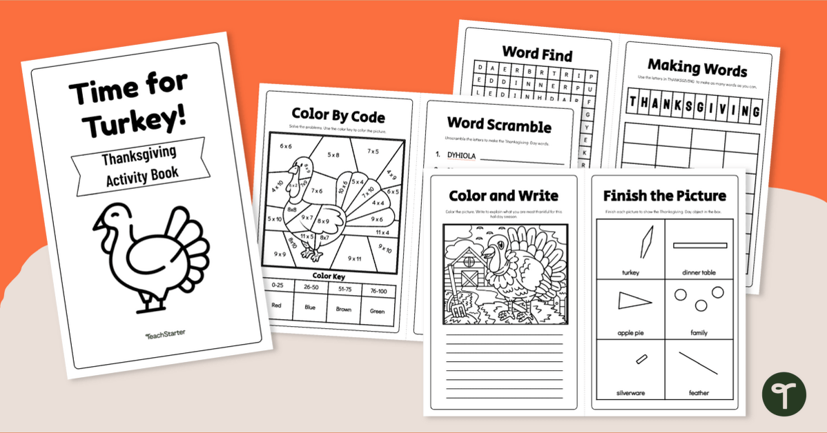 Thanksgiving Puzzle Book - 3rd and 4th Grade teaching resource
