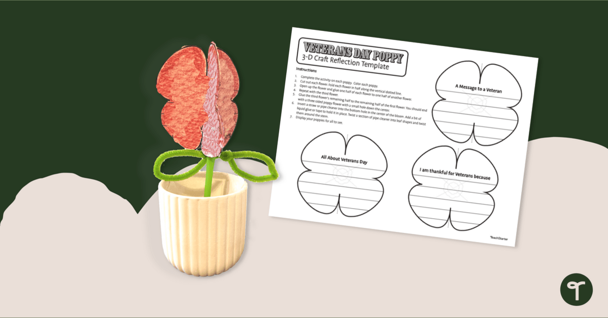 3D Poppy Craft and Writing Activity teaching resource