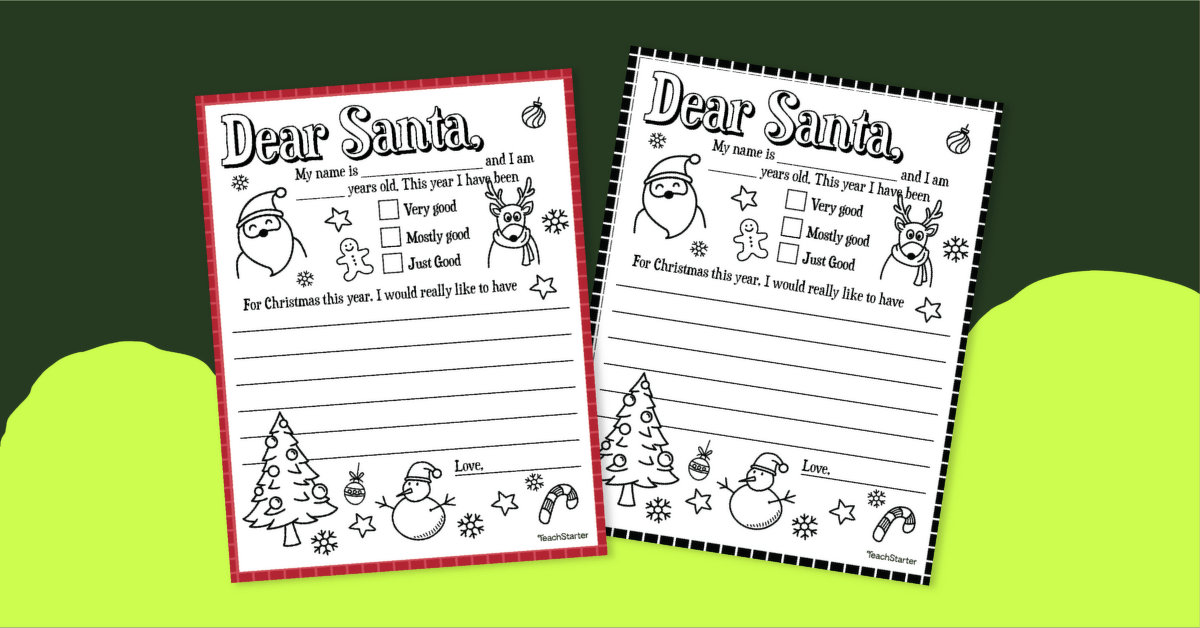 Letter to Santa Template teaching resource