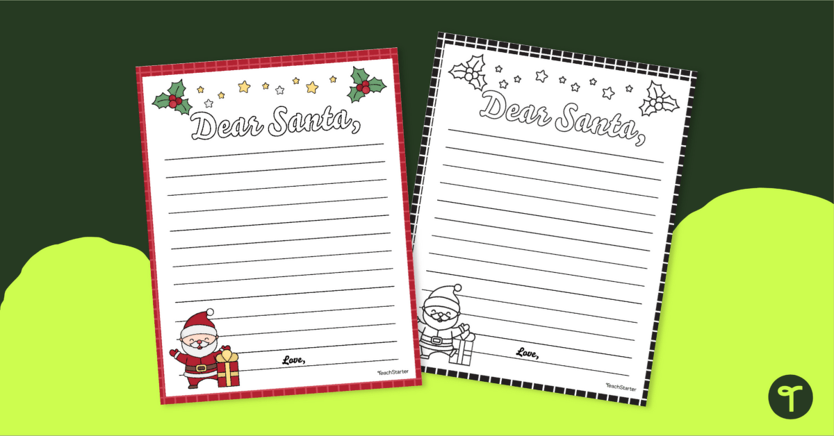 Letter to Santa Printable - Upper Grades teaching resource