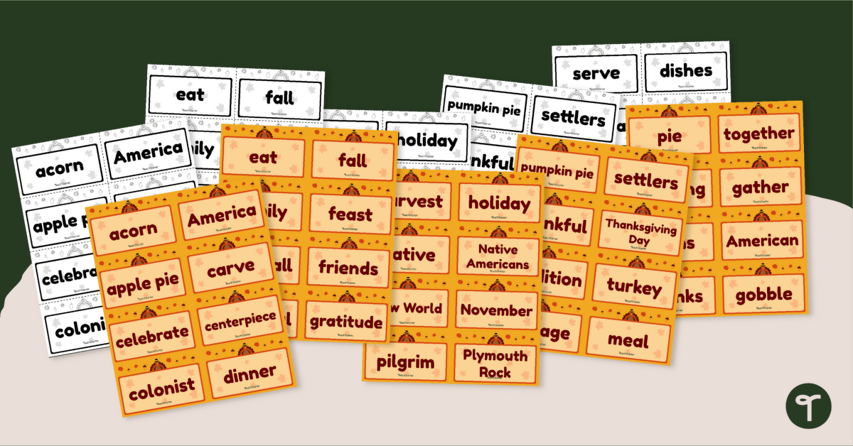Thanksgiving Word Wall Vocabulary teaching resource