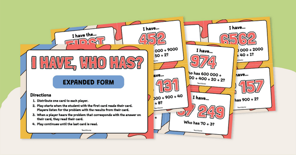 Go to I Have Who Has Expanded Form Game teaching resource