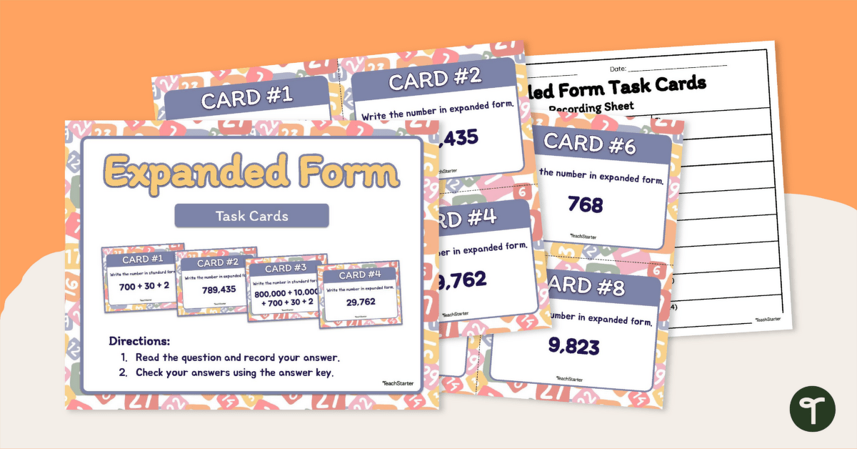 Expanded Form Task Cards teaching resource