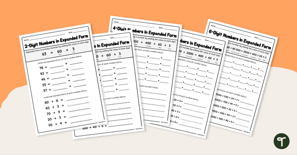 Go to Expanded Form Worksheet Pack teaching resource