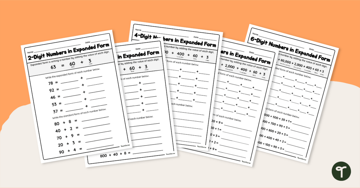 Expanded Form Worksheet Pack teaching resource