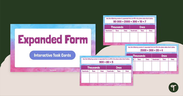 Go to Expanded Form Interactive Task Cards teaching resource