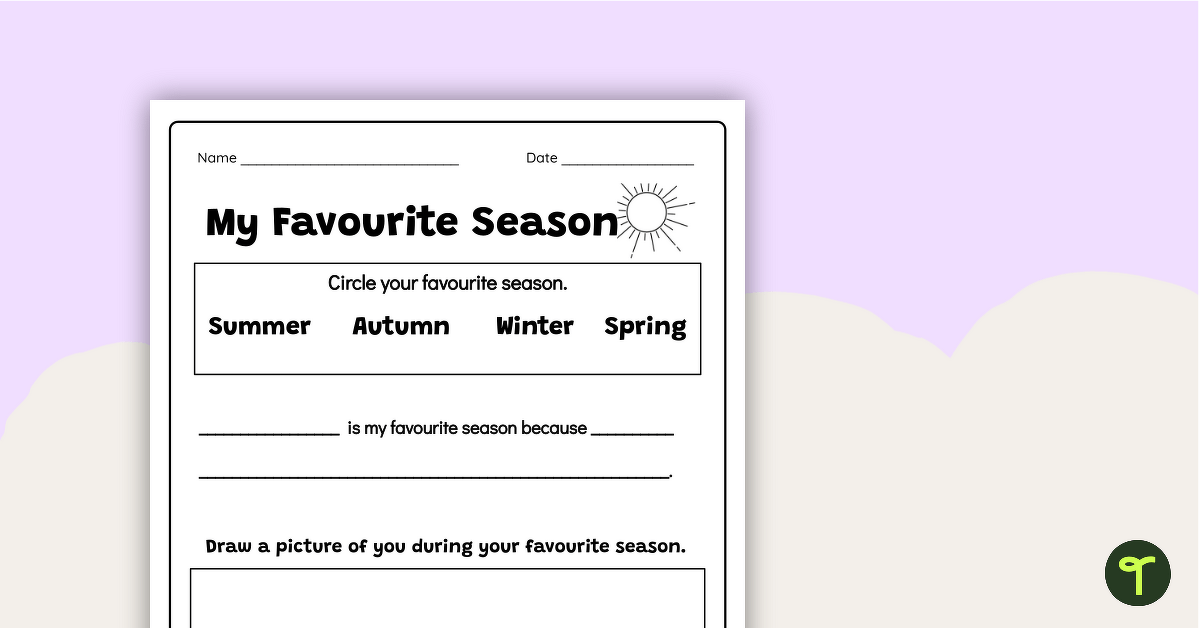 My Favourite Season Worksheet teaching resource