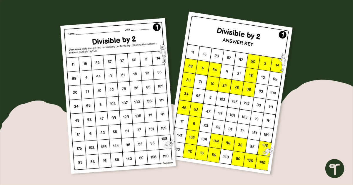 Divisible by 2 Maze Worksheets teaching resource