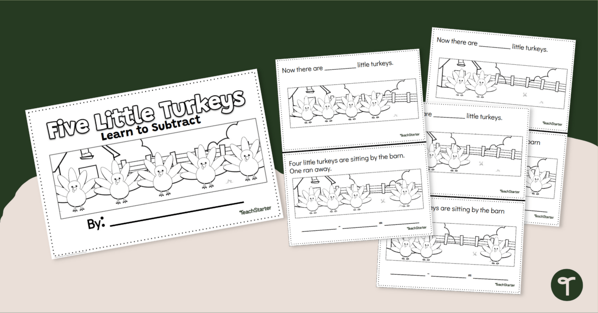 5 Little Turkeys - Thanksgiving Subtraction Book teaching resource