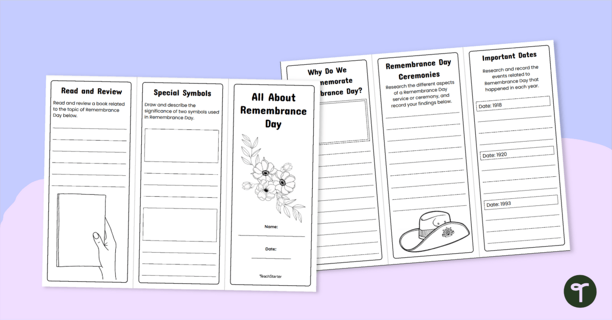 Remembrance Activity - Brochure Template teaching resource