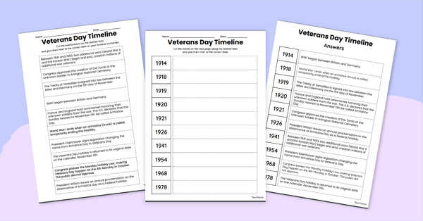 Go to History of Veterans Day Timeline Worksheet teaching resource