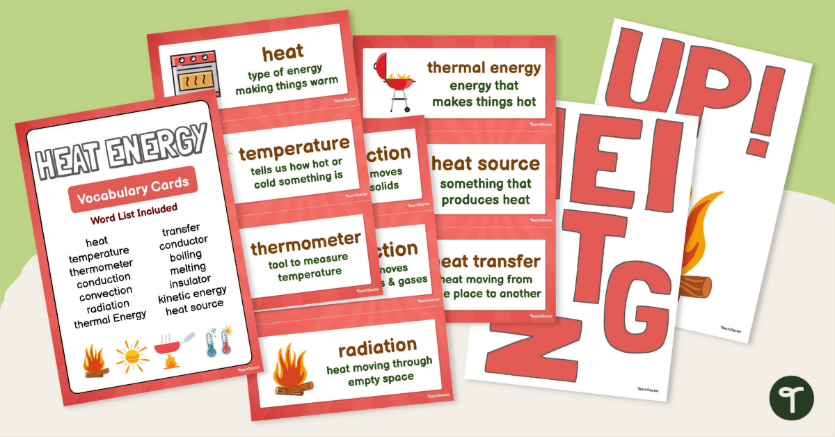 Year 3 Heat Energy Vocabulary Cards teaching resource