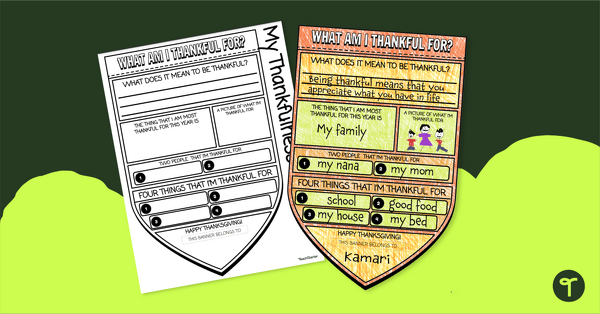 Go to I am Thankful For - Pennant Banner teaching resource