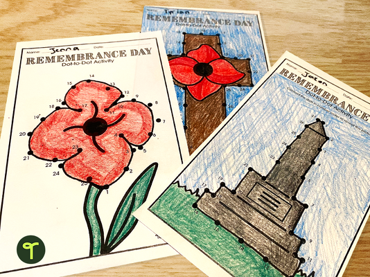 Remembrance Day Connect the Dot Worksheets teaching resource