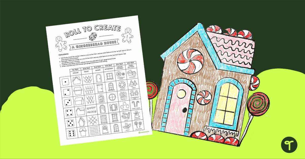 Roll to Create a Gingerbread House teaching resource