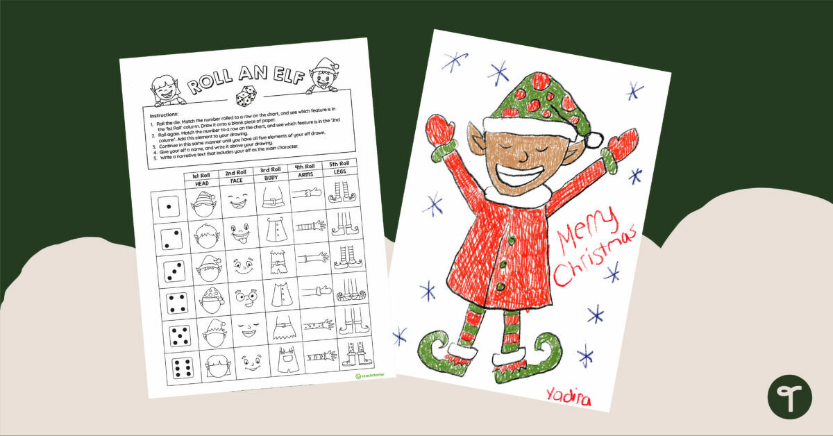 Roll to Create an Elf - Drawing Activity teaching resource