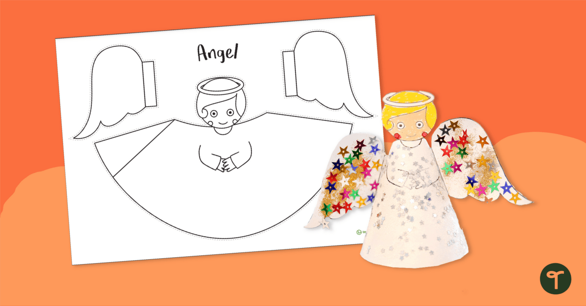 Printable Paper Ornament - Angel Tree Topper | Teach Starter