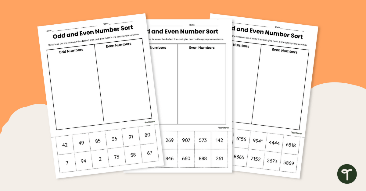Odd and Even Cut-and-Paste Worksheet teaching resource