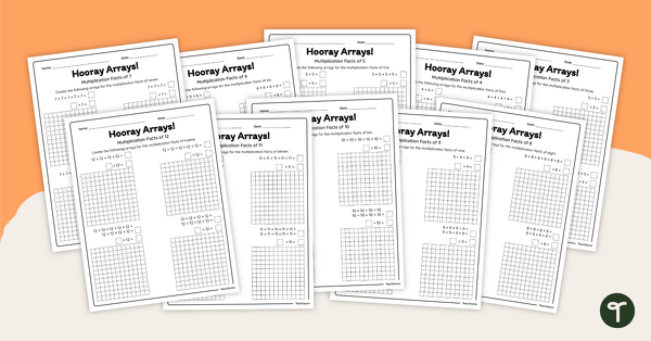 Go to Hooray Arrays! Multiplication Worksheet Pack teaching resource