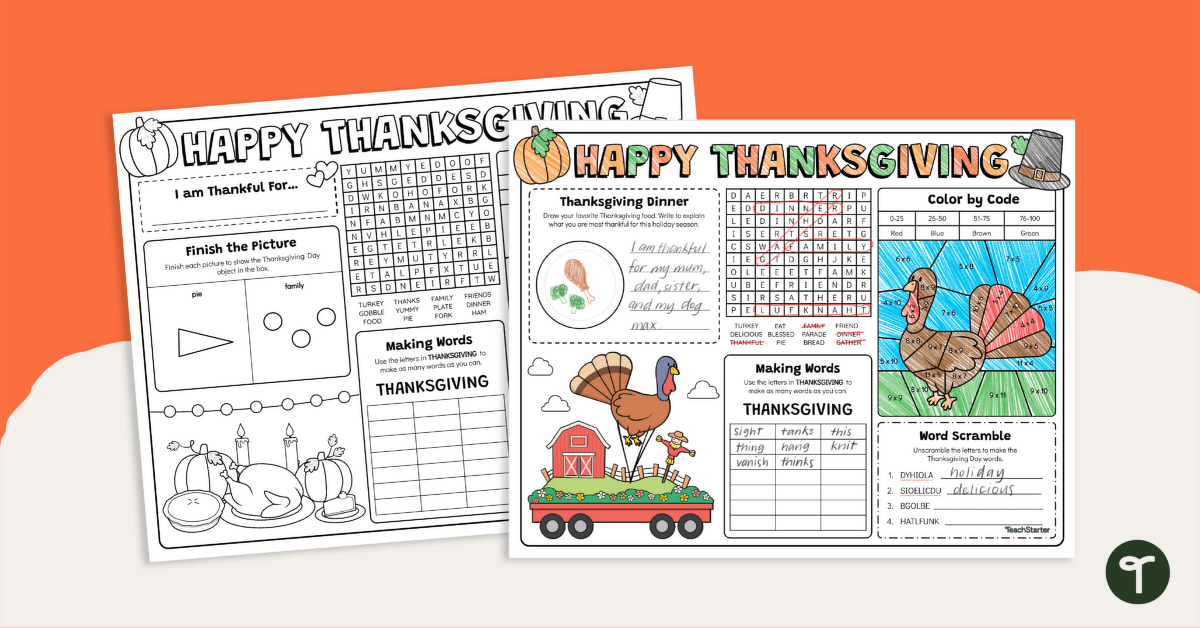 Thanksgiving Activity Sheets teaching resource
