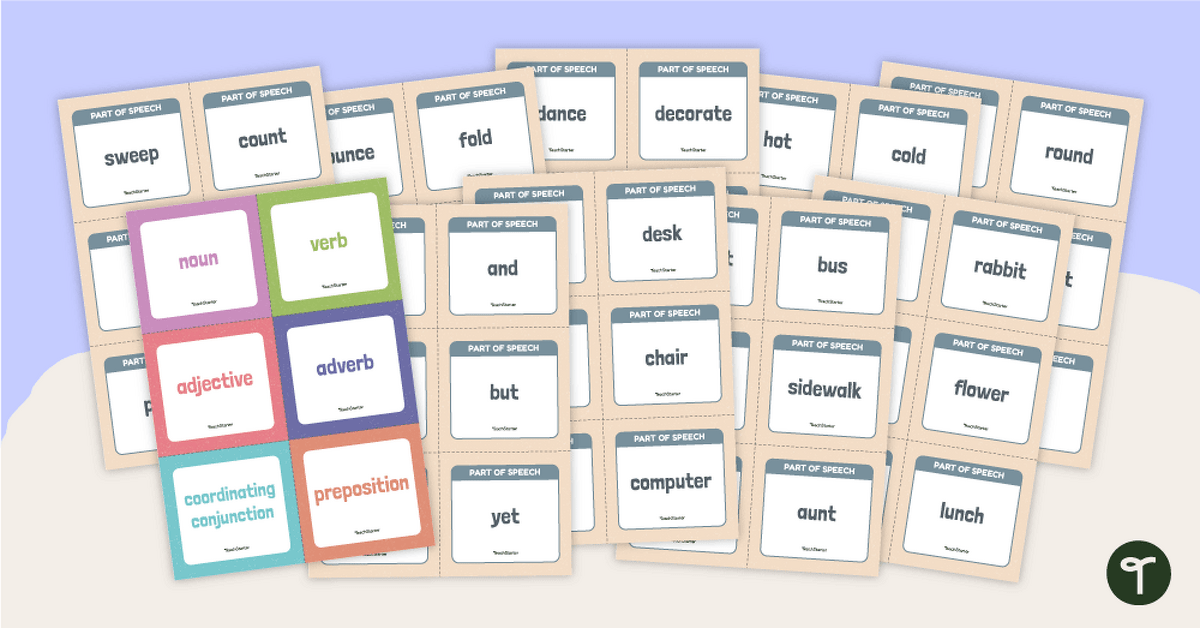 Parts of Speech Word Cards Sorting Activity teaching resource