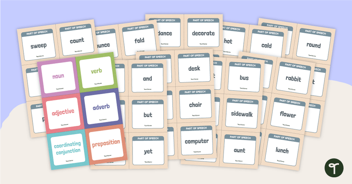 Parts of Speech Word Cards Sorting Activity teaching-resource