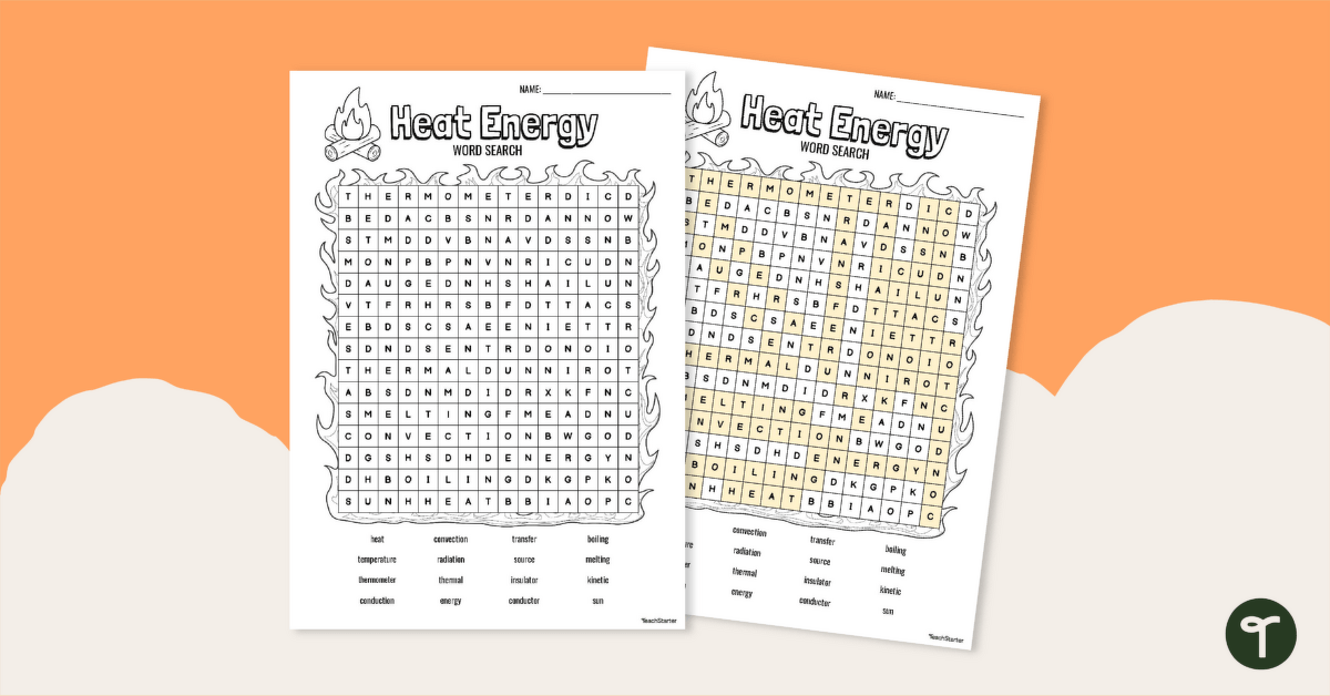 Thermal Energy Word Search teaching resource