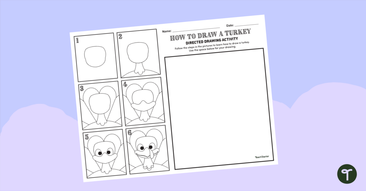 How to Draw a Turkey - Easy Thanksgiving Art teaching resource