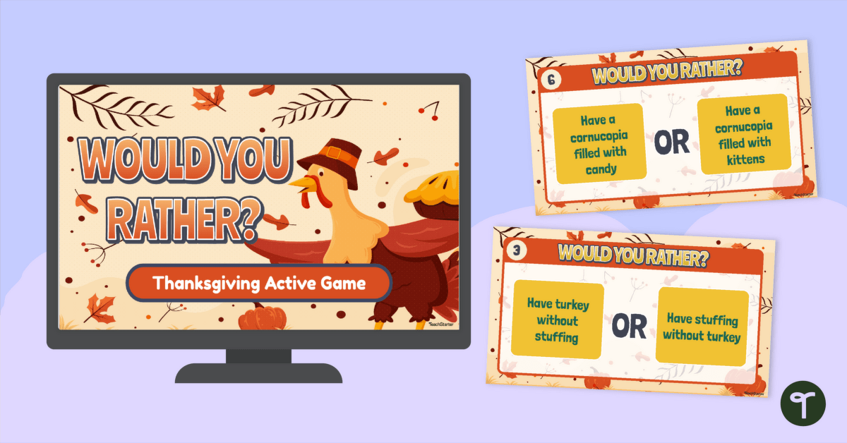Thanksgiving Would You Rather? Game teaching resource