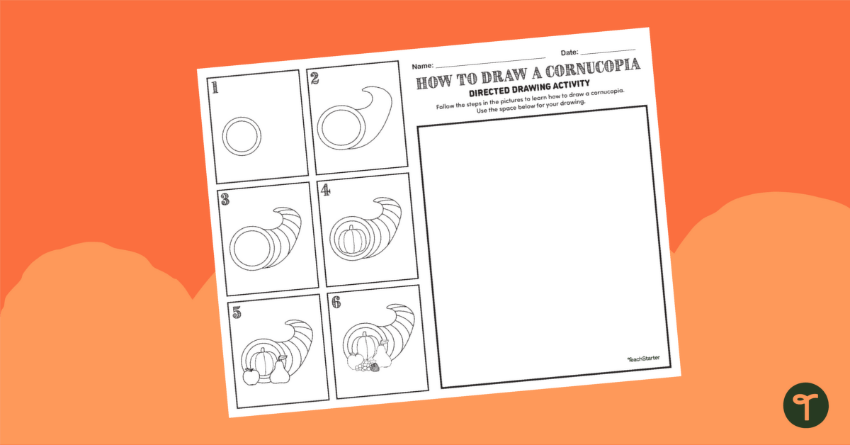 How to Draw a Cornucopia - Directed Drawing teaching resource