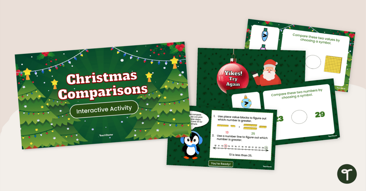 Comparing Numbers Christmas Game teaching resource