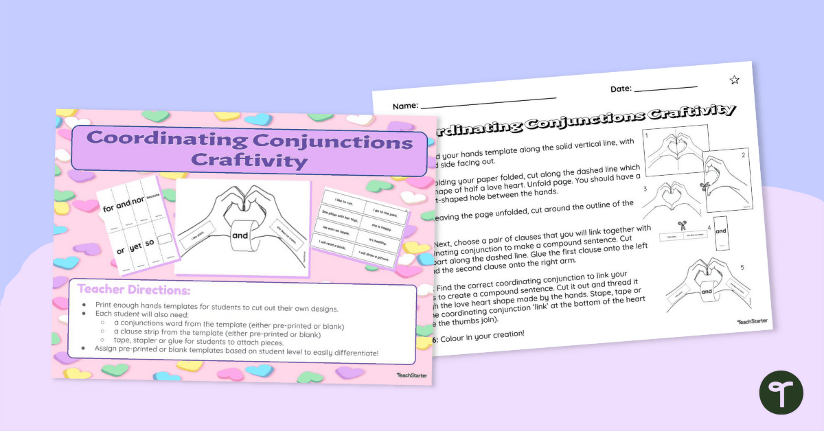 Coordinating Conjunctions Craft and Writing Activity teaching resource