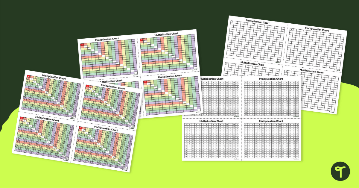 Desk-Sized Multiplication Charts for Students teaching resource