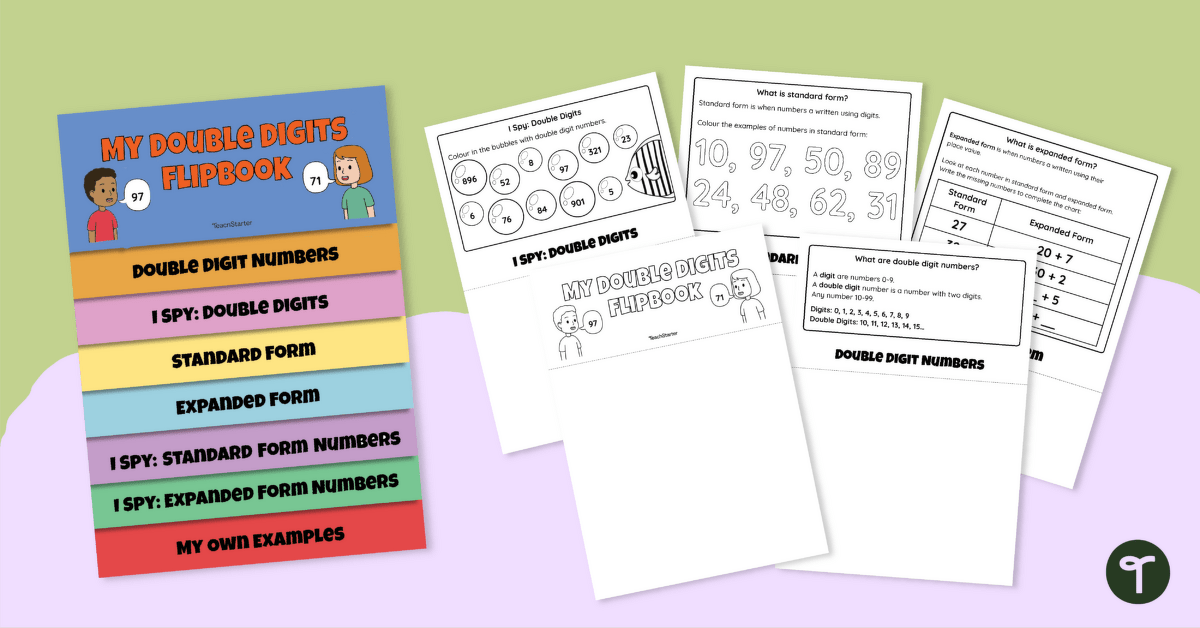 Reading and Writing Double Digit Numbers Flipbook teaching resource