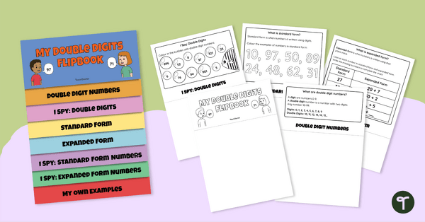 Go to Reading and Writing Double Digit Numbers Flipbook teaching resource
