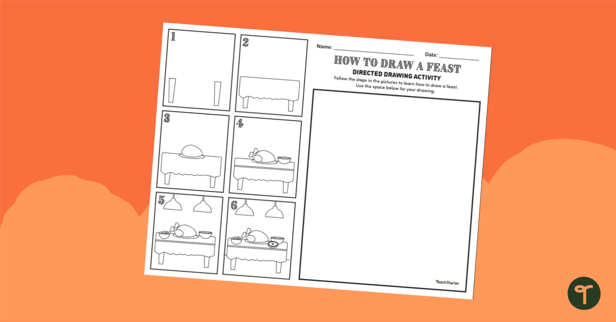 How to Draw a Thanksgiving Feast - Directed Drawing teaching resource