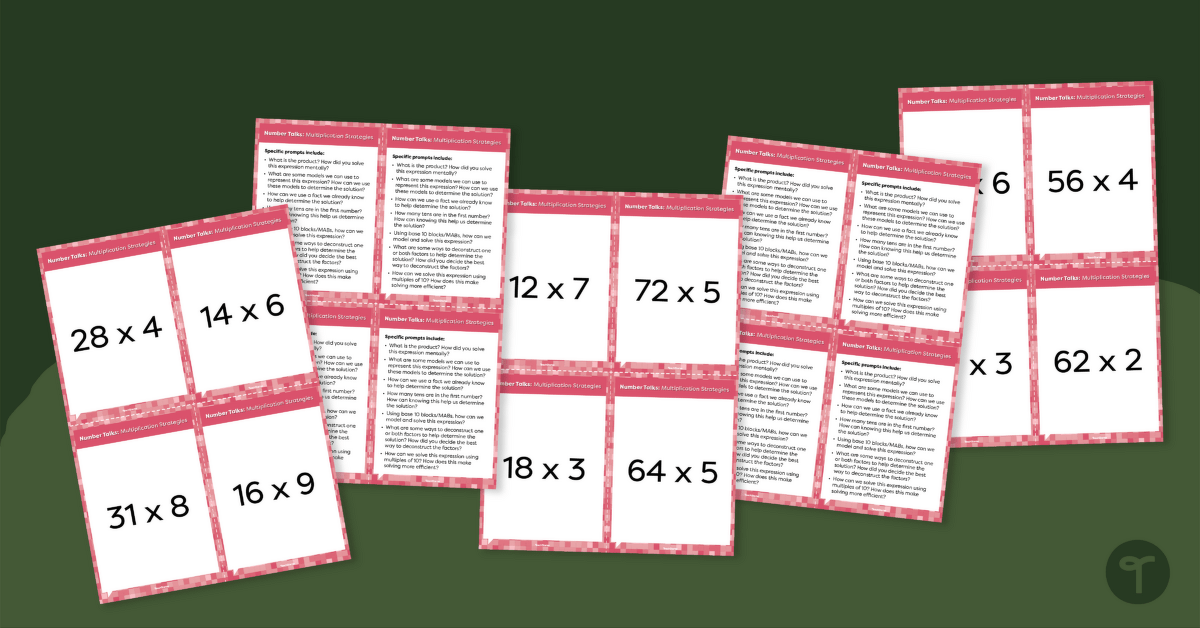 Number Talks – Multiplication Strategies Task Cards teaching resource