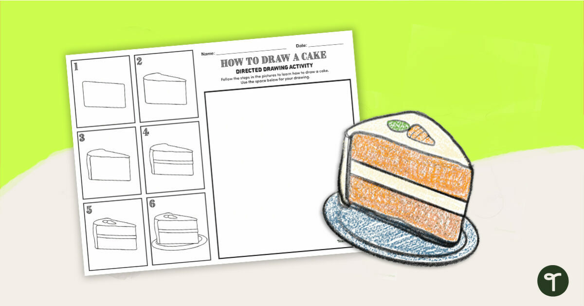 How to Draw a Cake Slice - Directed Drawing Worksheet teaching resource
