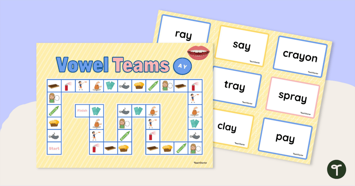 'AY' Diphthong Vowel Team Board Game teaching resource